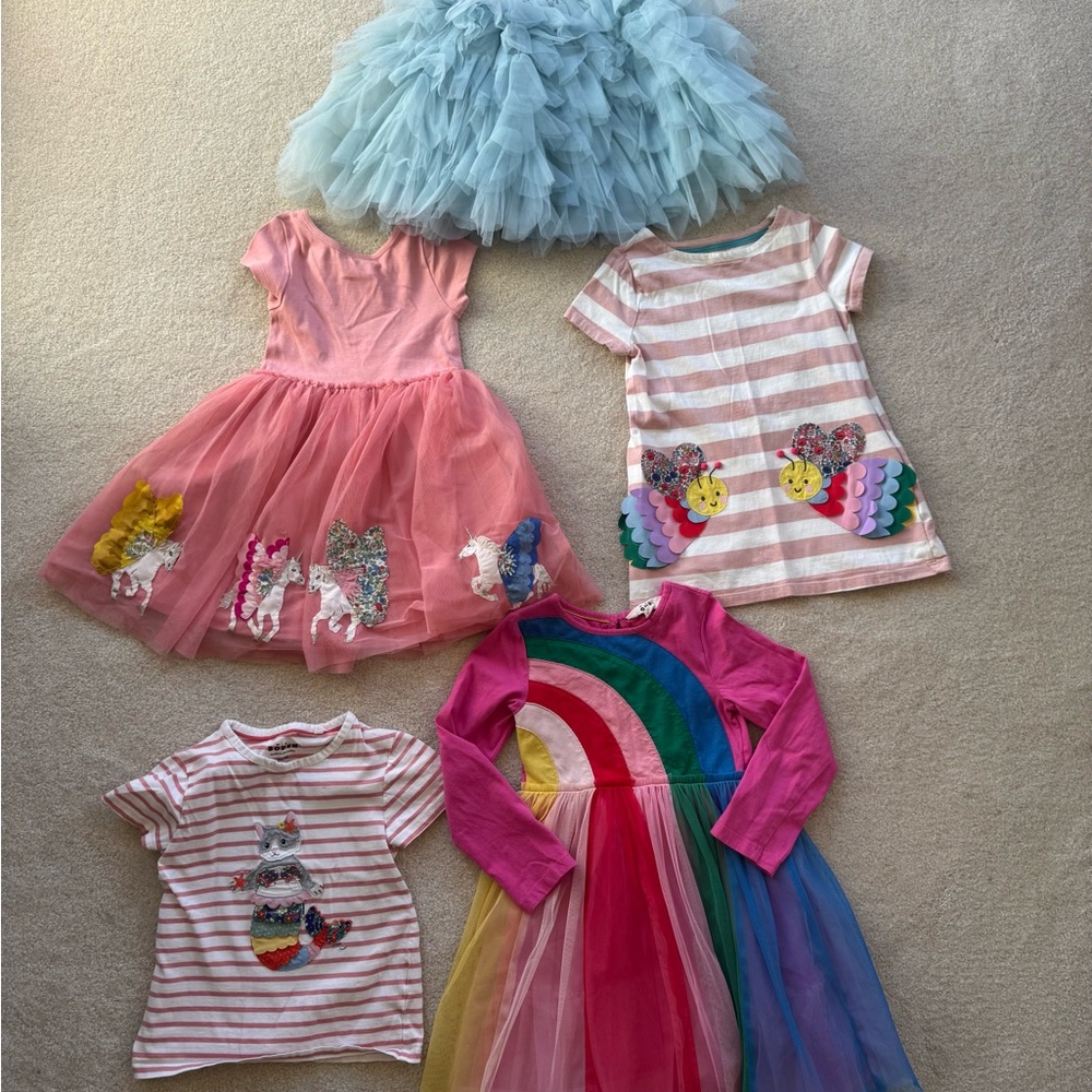Boden Blue and Gold Striped Kids' Dress